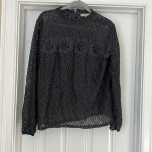 Loft lace mock turtle neck blouse